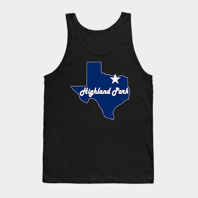 Highland Park Texas Lone Star State Map TX City Navy Blue Tank Top by Sports Stars ⭐⭐⭐⭐⭐